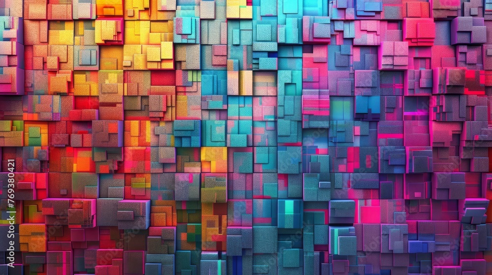 Poster pixelated nostalgia: abstract digital background with retro video game aesthetic, 3d render