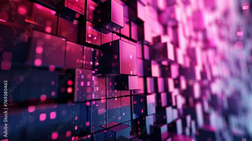 Poster pixelated nostalgia: abstract digital background with retro video game aesthetic, 3d render
