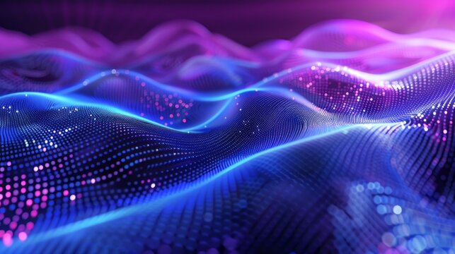 Vibrant blue and purple gradient wave abstract texture: futuristic technology background