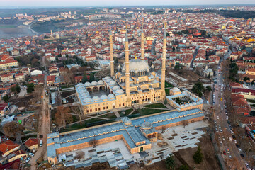 Selimiye Mosque exterior view in Edirne City of Turkey. Edirne was capital of Ottoman Empire.