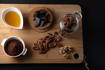 pecan nuts wooden background dark international pecan day 