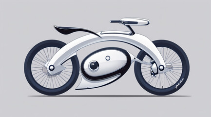 A stylized monochrome illustration of a futuristic bicycle with a sleek design,ai generated