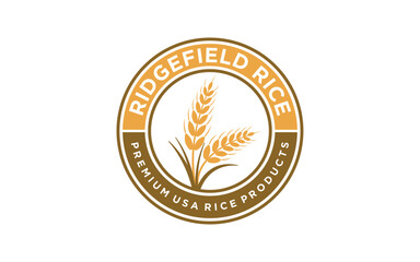 Rice emblems labels badges collection ,paddy rice logo vector design. Wheat agriculture logo symbol design template.