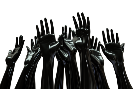 Black Mannequin hand on transparent background