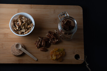 pecan nuts wooden background dark international pecan day 