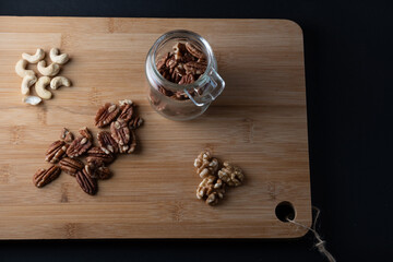 pecan nuts wooden background dark international pecan day 