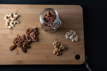 pecan nuts wooden background dark international pecan day 