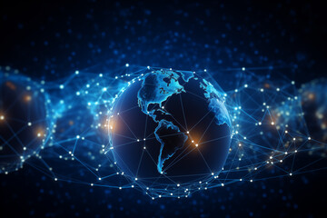 Naklejka na ściany i meble Global network connection. Technology and global business.