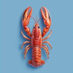Flat Design, Lobster Delicious Food Illustration, Vector Style.