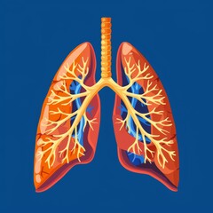 Flat Design, Human Anatomy, Lungs Illustration, Vector Style.