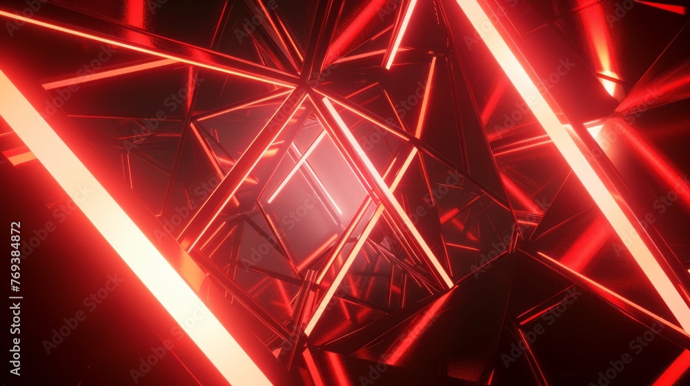 Poster vibrant neon red abstract geometric background - bold and eye-catching design for modern digital pro