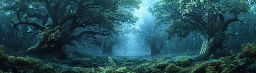 Enchanted forests where each tree is a sentinel - obrazy, fototapety, plakaty