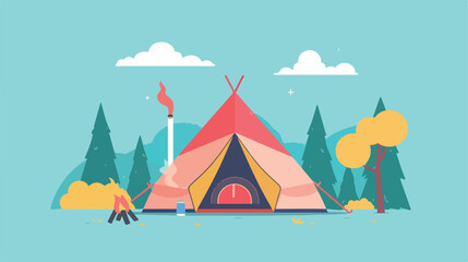 Isolated tent for camping design flat cartoon vacto