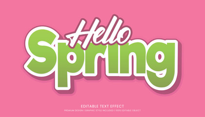 hello spring season editable 3d text effect template bold typography and abstract style