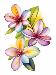 frangipani flowers on white background , flowers illustration