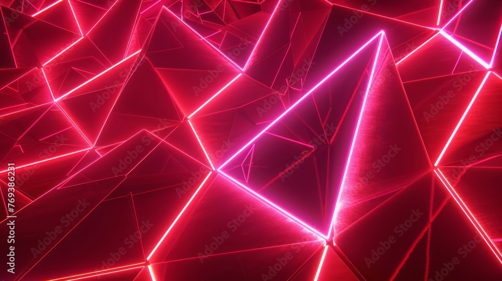 Poster vibrant neon red abstract geometric background - bold and eye-catching design for modern digital pro