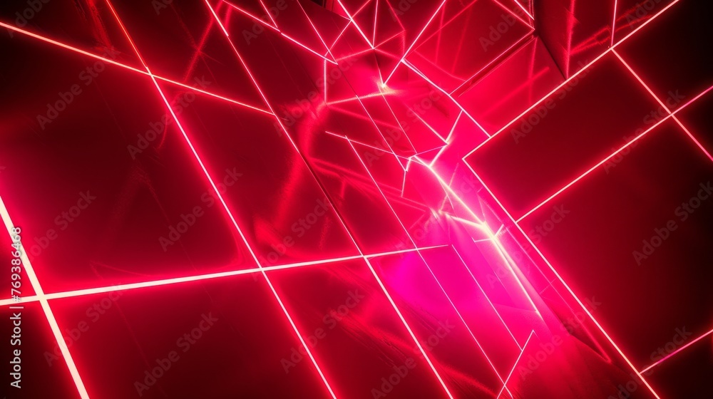 Poster vibrant neon red abstract geometric background - bold and eye-catching design for modern digital pro