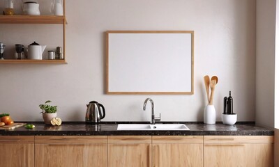 A kitchen mock up frame for art or poster - 769386449