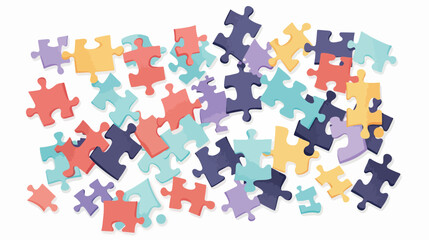 Jigsaw pieces isolated flat cartoon vactor 