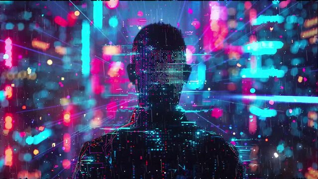 cyberpunk dreams reloaded 3d illustration of metallic. seamless looping overlay 4k virtual video animation background