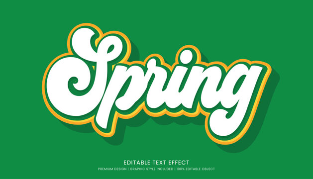 spring editable 3d text effect template bold typography and abstract style