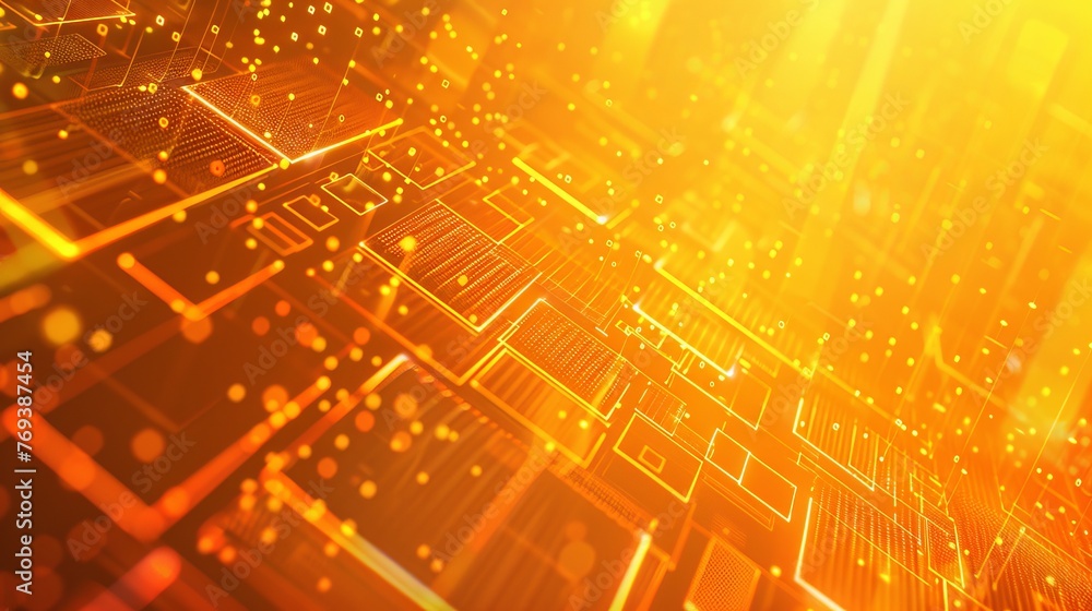 Poster vibrant abstract orange technology background with futuristic design elements for digital projects, 