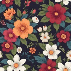 Fototapeta na wymiar Vintage seamless floral patterns. Ditsy style background of small flowers. Small blooming flowers