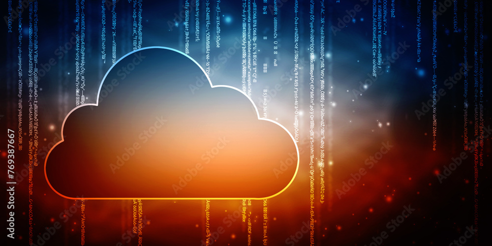 Poster cloud computing concept background, cyber security, future technology, digital data network connecti