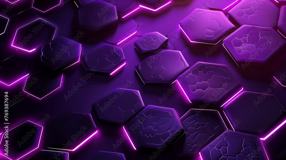 Aufkleber purple hexagon abstract: futuristic technological background with geometric patterns