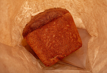 Rye bread in a paper bag