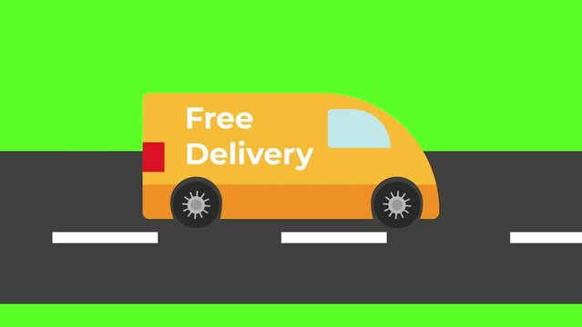 Free Delivery and Express shipping vehicle vector animation. 4k stock video for editing elements.