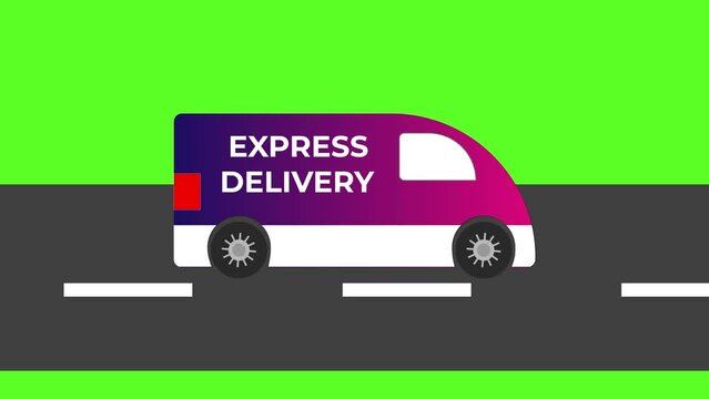 Express Delivery vehicle vector animation. 4k stock video for editing elements.