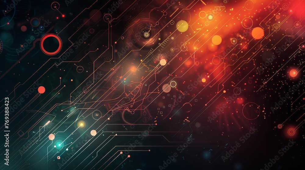Poster vibrant abstract tech patterns: futuristic digital backdrop in high resolution