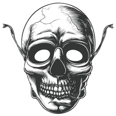 Skull wearing masquerade mask hinting at hidden 
