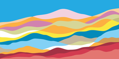Mountain colors, translucent waves, sunset, abstract glass shapes, modern background, design vector illustration