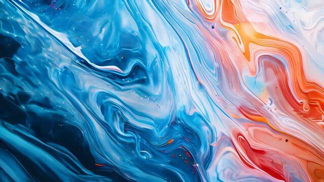 abstract background of acrylic paint in blue, orange and white colors