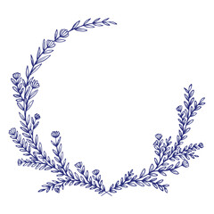 Leaf and floral wreath for wedding monogram
