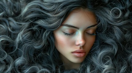 Fototapeta premium Beautiful woman with long healthy hair. Trendy elegant color.