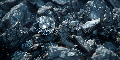 Diamond in amongst pieces of Coal.  generative ai 