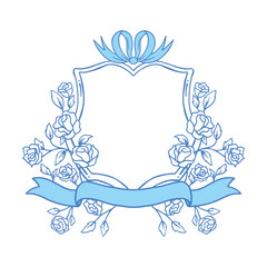 Vintage Rose botanical frame and monogram wedding crest template