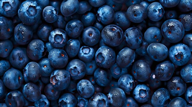 Lush Blueberry Abundance Captured in Close-up. Fresh, Organic, Natural Berries Background. Healthy Eating Concept. Stock Image. AI