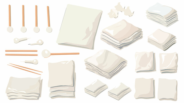 Absorbent cotton wool pads swabs wadding .. Flat vector