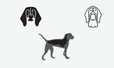Illustration Coonhound dog Black icon design EPS 10 And JPG
