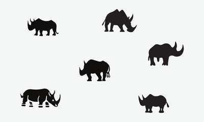 Illustration Rhinoceros Black icon design EPS 10 And JPG