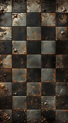 A close-up view of an old rusty metal surface covered in various shades of rust, background, wallpaper