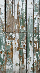 The image is of a wooden surface with a lot of paint peeling off. The wood is old and has a lot of character, giving the impression of a vintage or rustic feel