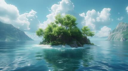青い海に浮かぶ小島