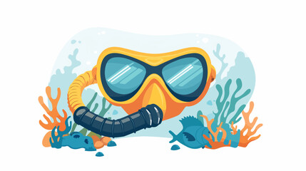 Mask snorkel vacation recreation flat cartoon vacto
