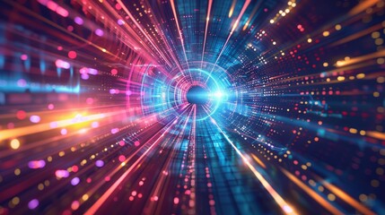 Vibrant abstract future technology: illuminated lines and light effects, futuristic concept design - engaging digital scene