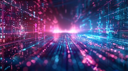Vibrant abstract future technology: illuminated lines and light effects, futuristic concept design - engaging digital scene
